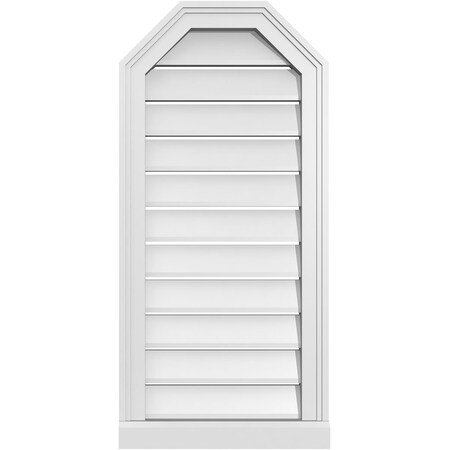 Ekena Millwork Octagonal Top Surface Mount PVC Gable Vent w/ 2"W x 2"P Brickmould Sill Frame, 16"W x 34"H GVPOT16X3403SF